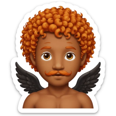 Black cupid with orange hair and mustache sticker