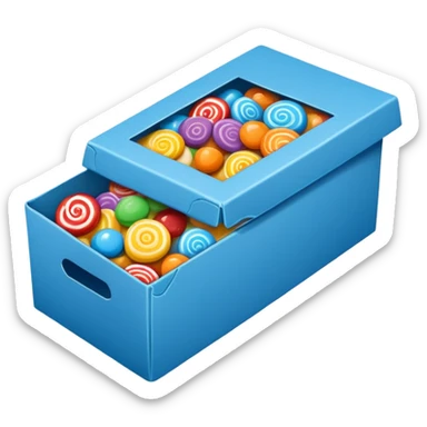 blue cardboard box of candy sticker