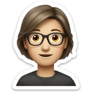 Tim cook with a brown hair Korean girl with eyeglasses sticker