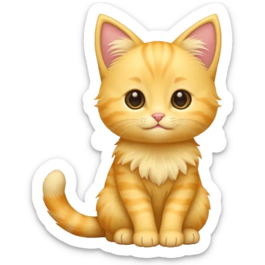 A cute cartoon yellow kitten sitting and wagging its tail and animated. sticker