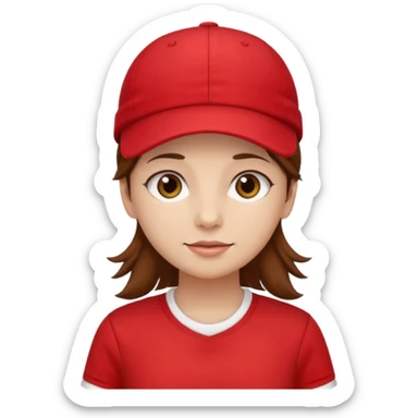 red tennis hat and red tshirt girl brown haired sticker