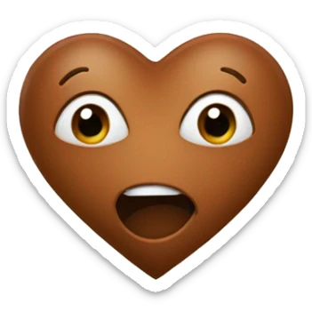 Brown heart with face sticker
