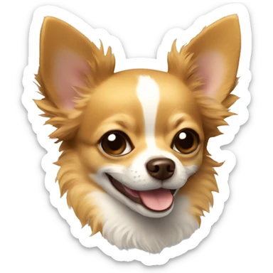 Gold-brown, fuzzy Chihuahua smiling sticker