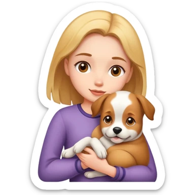 Girl holding a dog sticker