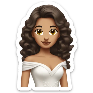 beautiful brunette girl with blowout hair in big beautiful wedding dress sticker