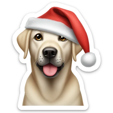 Black Labrador wearing a Santa hat sticker