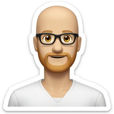 White groom with black glasses blue eyes no hair and strawberry blonde biker beard  sticker