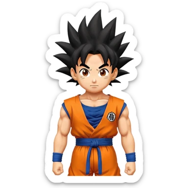 Goku from Dragon Ball Z, spiky black hair, orange gi sticker
