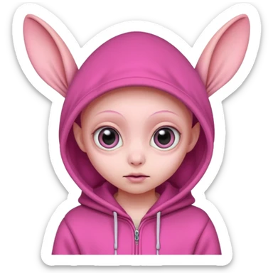 Aliens Pink, hoodie, cute big eyes, big ears sticker