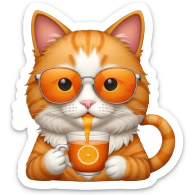 Cat with sunglasses sipping tea sticker