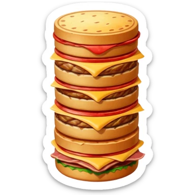 A savory food tower built from stacked meats sticker