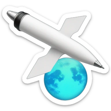a pen flying in space sticker