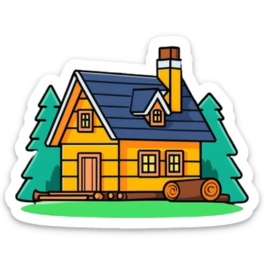 small log house sticker