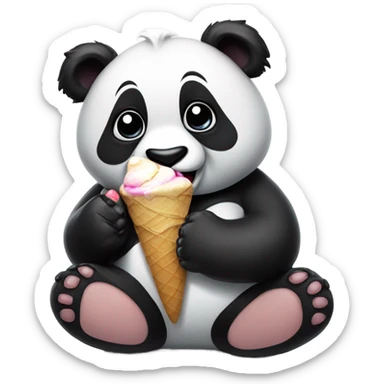 Panda eating ice cream sticker