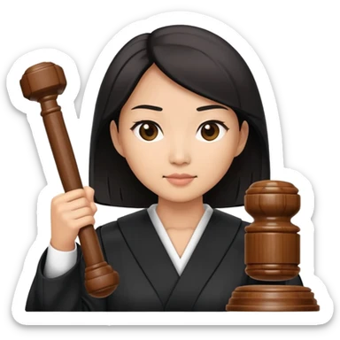 Asian Female judge with one gavel sticker