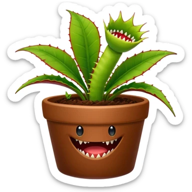 Venus Flytrap Plant in a brown cute pot sticker