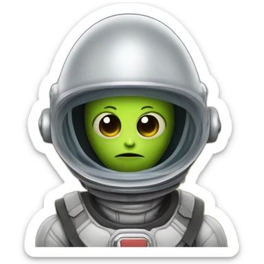 a space alien wearing a fireman helmet sticker