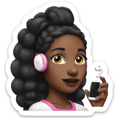 Pink black girl with air pods and iPhone sticker