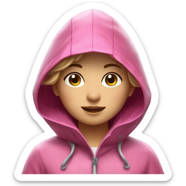 Girl in Pink dress raincoat in downpour sticker