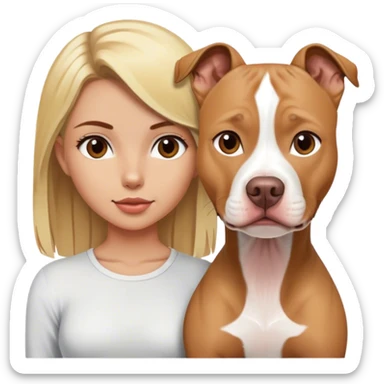  White and brown Pitbull with a blonde girl sticker