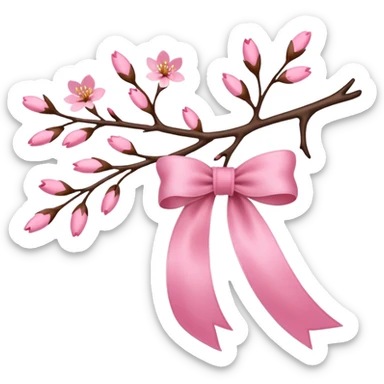 sakura branch with a velvet ribbon sticker
