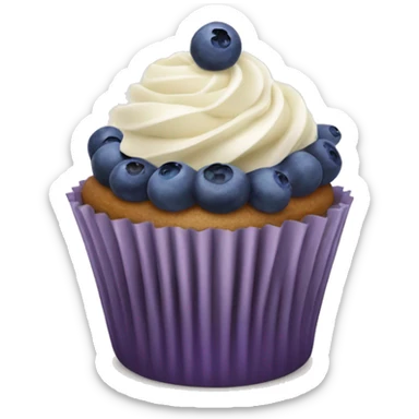 Cupcake with blueberries and vanilla frosting  sticker