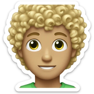 curly haired blonde boy with green eyes sticker