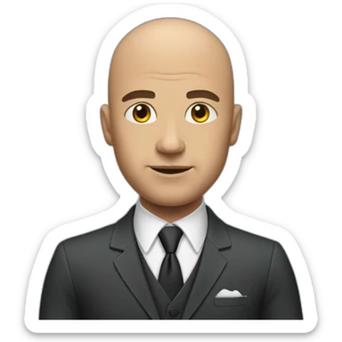 Bald muscular man in suit straight face sticker