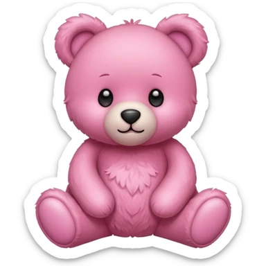 pink cute teddy bear, soft and friendly, apple style emoji sticker