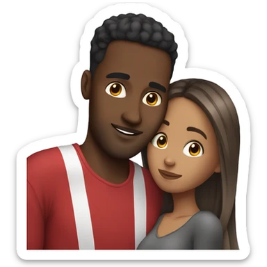 Somali guy with Spanish girlfriend with straight balayage hair hugging  sticker