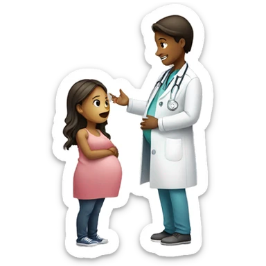 pregnant girl talking to a doctor sticker