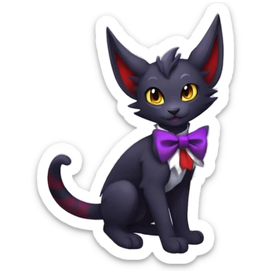 cool cartoon anthro evil distinguished ethereal elegant beautiful fantasy black purple red ethereal fantasy nargacuga-Noivern-cat-Fakemon collar harness bow tie and bracers full body sticker