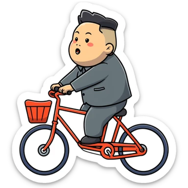 Kim Jong Un riding a bicycle from side view sticker