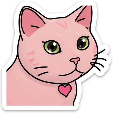 pink cat heart sticker