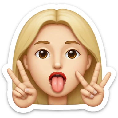 Tongue in between peace sign  sticker