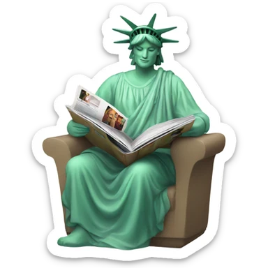 Statue of Liberty reading a magazine sticker