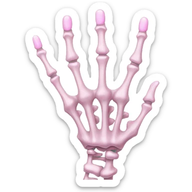 skeleton hand with long pink nails sticker