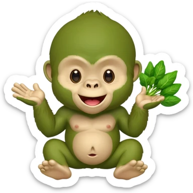 A green gorilla that loves vegetables and is part of a kindergarten named banban's kindergarten sticker