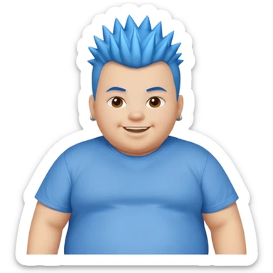fat kid blue mohawk spiky hair sticker