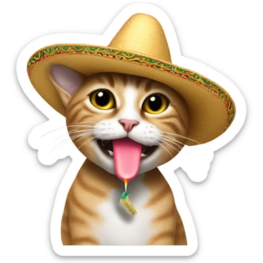Cat wearing a sombrero smoking a cigarette  sticker
