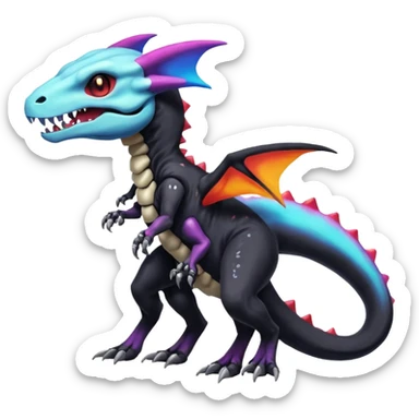 Nebulae Salandit-Cubone-Duskull-Noibat-Fakémon-hybrid-creature (full body)  sticker