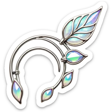 Elvish iridescent fae shiny sparkly translucent diaphanous ear climber ear cuff ear piece apparel sticker