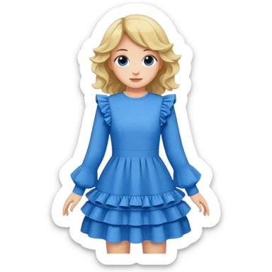 long sleeve blue dress with ruffles sticker