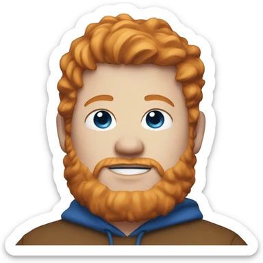 fat, ginger streamer named caseoh wearing a blue hoodie emoji with blue pupils sticker