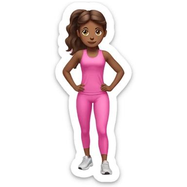 girl with brunette hair working out in pink outfit sticker
