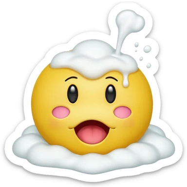 yellow smiley face with eyes up and mouth open, Vomiting white foam sticker