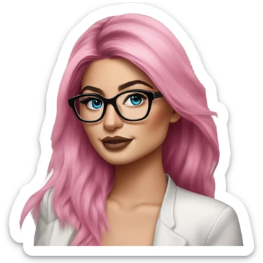 Photo Realistic kylie jenner stylish pink hair BLUE eyes and glasses elegant  sticker