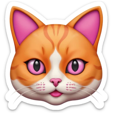 cat with exaggerated makeup portrait, head and shoulders only, heavy colorful eyeshadow, bold lipstick, dramatic blush, funny glamorous expression, cute 3D cartoon, mobile game icon style, clean background, no text, no watermark sticker