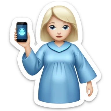 an AI agent, futuristic, digital, glowing, frumpy, muumuu sticker