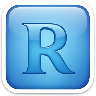 capital letter "R" printed in blue color square shape in center sticker